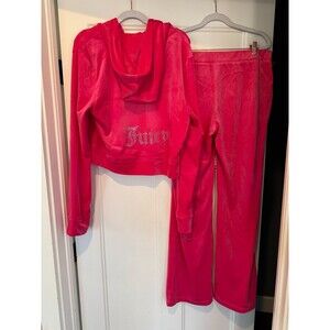 JUICY COUTURE Y2K Pink Party Velour Set L 90's Rhinestone NWT $199